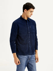 Men'S Solid Navy Slim Fit Shirt - Goyalsons ShopMax