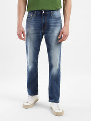 Levi's men's jeans in classic blue denim, front view showing slim fit and traditional five-pocket design.