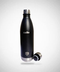 Cello Duro Swift Stainless Steel Double Walled Water Bottle, Hot and Cold, 750ml, 1pc, Black