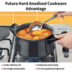 Hawkins Futura 3 Litre Handi, Hard Anodised Sauce Pan and Lid, Saucepan with Two Short Handles, Biryani Handi, Black (AH3S), Aluminium