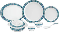 Servewell Blue Ribbon Melamine Dinner Set, 31-Piece, White/Blue