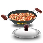 Hawkins Futura 3.75 Litre Deep Fry Pan, Hard Anodised Kadai with Stainless Steel Lid, Flat Bottom Induction Kadhai, Black (IAD375S)