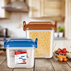 MILTON Silo 18 Plastic Storage Container with Side Lock Handles, 1 Piece, 18 Litres, Blue, Transparent Boxes, Stackable and Nestable Dabba, Kitchen Containers for Grains, Cereals, Atta Box