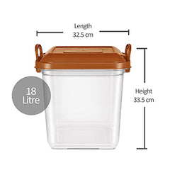 MILTON Silo 18 Plastic Storage Container with Side Lock Handles, 1 Piece, 18 Litres, Blue, Transparent Boxes, Stackable and Nestable Dabba, Kitchen Containers for Grains, Cereals, Atta Box