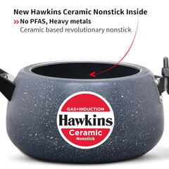 Hawkins 5 Litre Ceramic Nonstick Pressure Cooker, Induction Inner Lid Cooker, Granite Contura shaped Cooker, Blue (ICC50)