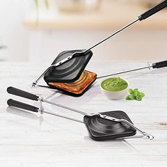 MILTON Pro cook Non-Stick Aluminium Sandwich Gas Toaster, 14 cm, Sandwich Maker, Sandwich Griller, Heat-Resistant Bakelite Handle, Gas Compatible, PFOA Free, Black