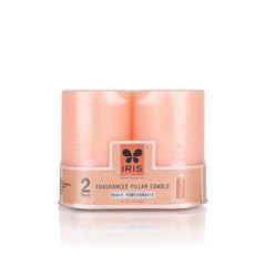 IRIS Peach & Pomegranate Fragranced Pillar Candles Set of 2 - Premium Aromatherapy Candles for Relaxation, Long-Lasting Burn, Elegant Home Décor, Ideal for Gifting