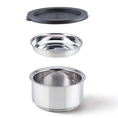 Borosil Carry Fresh Stainless Steel Lunchbox | 2 pc Round Container Set (280ml Each) | Tiffin for Office, School & College with Food Grade Steel | Leakproof & Dishwasher Safe | 1 Year Warranty