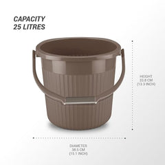 Milton Ritz 20 Plastic Bucket with Handle, 18 litres, Biskit | Home | Bathing | Storage | Bathroom | Multipurpose | Easy to Carry