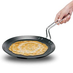 Hawkins Futura 26 cm Flat Tava, Non Stick Tawa with Stainless Steel Handle, Tawa with Rim, Pancake Pan, Flat Pan, Black (NFT26)