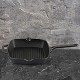 Cello Ironica Pre-Seasoned Cast Iron Grill Pan with Long Handle, 24 CM Black | No Chemical Coating & Toxin Free, Gas Stove & Induction Compatible Iron Grill Pan for Frying, Cooking | 5 Year Warranty