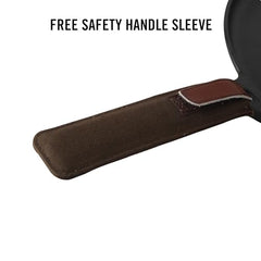 Cello Ironica Pre-Seasoned Cast Iron Grill Pan with Long Handle, 24 CM Black | No Chemical Coating & Toxin Free, Gas Stove & Induction Compatible Iron Grill Pan for Frying, Cooking | 5 Year Warranty