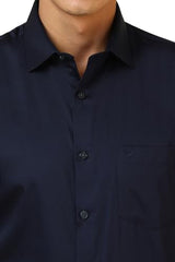 Allen Solly Men's Solid Slim Fit Shirt (ASSFQSPPV43965_Navy