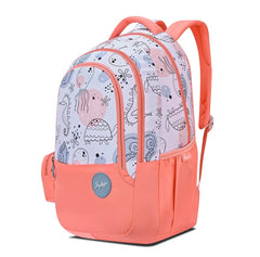 Skybags Ruby 01 School Backpack, Sea Life Pattern, Coral Pink, Multiple Compartments
