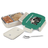 MILTON Meal Safe 2 Inner Stainless Steel Tiffin Box for School with Steam Release Plug | PU Insulated, Leak-Proof, Food Grade I Lunch Box for Kids Boys, Girls with Snap Lock Lid, 465 ml, Ivory