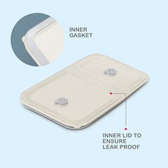 MILTON Meal Safe 2 Inner Stainless Steel Tiffin Box for School with Steam Release Plug | PU Insulated, Leak-Proof, Food Grade I Lunch Box for Kids Boys, Girls with Snap Lock Lid, 465 ml, Ivory