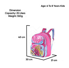 STRIDERS Barbie Glam School Backpack for Kids | Stylish Durable Lightweight Bag | Padded Comfortable Straps & Spacious Compartments | Ideal for School Tution Picnic & Play