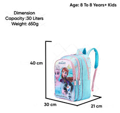 STRIDERS Frozen School Backpack for Kids | Lightweight Durable Backpack | Padded Comfortable Straps & Sparkling Elsa & Anna Design | Spacious Compartments for School Essentials | 1 inches