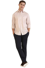 Allen Solly Men's Checkered Slim Fit Shirt (ASSFQSPP496159_Beige