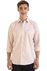 Allen Solly Men's Checkered Slim Fit Shirt (ASSFQSPP496159_Beige