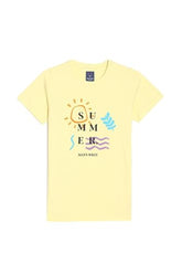 Boys Yellow Regular Fit Graphic Print Crew Neck T-Shirt