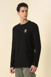 Allen Solly Men's Solid Slim Fit T-Shirt (ALKCASGFD54555_Black