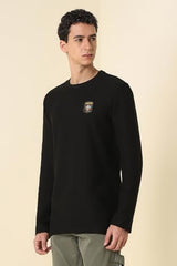 Allen Solly Men's Solid Slim Fit T-Shirt (ALKCASGFD54555_Black