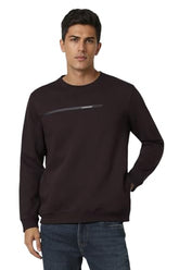 Van Heusen Men Brown Solid Crew Neck Sweatshirt