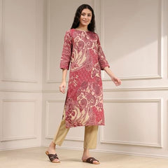 Biba Women's Cotton Printed Straight Kurta