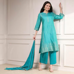 Biba Women's Cotton Blend Kurta Bottom Dupatta