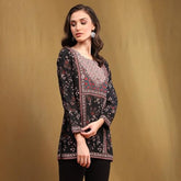 Biba Women's Crepe Printed Straight Kurti