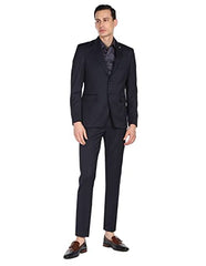 Arrow Men Navy Tailored Regular Fit Solid Two Piece Suit
