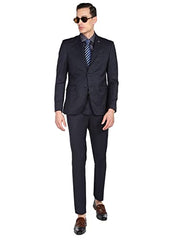Arrow Men Navy Tailored Regular Fit Solid Two Piece Suit