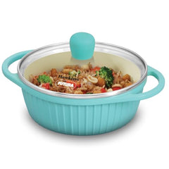 Hawkins 1.25 Litre Casserole, Aqua Baby Casserole with Glass Lid, Aqua Blue (UBC125G)