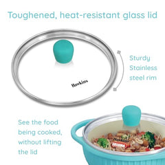 Hawkins 1.25 Litre Casserole, Aqua Baby Casserole with Glass Lid, Aqua Blue (UBC125G)