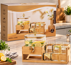 Lyte Club Glass Water Dispenser & 6 Glasses Set – 7 Pc