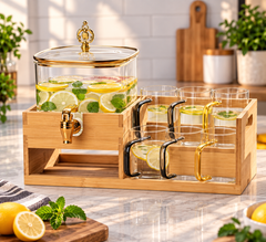 Lyte Club Glass Water Dispenser & 6 Glasses Set – 7 Pc