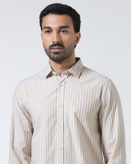 Blackberry beige stripe casual men's shirt from the Hamber collection, featuring a relaxed fit and classic stripe pattern.