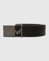 Leather Black Solid Belt - White