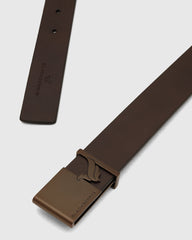 Leather Brown Solid Belt - White