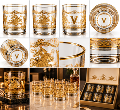 Lyte Club Premium Gold Artwork Glass Tumbler Set