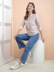 Pink Floral Print V-Neck Top