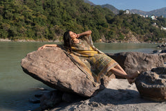 Ladies Mehendi Green Printed Pure Viscose Handwork Kaftan Dress Free Size