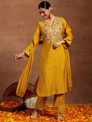 Libas Ladies Western Kurti 3Pcs Set Gs996 Mustard