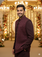 Regal Black Velvet Sherwani: The Epitome of Wedding Elegance
