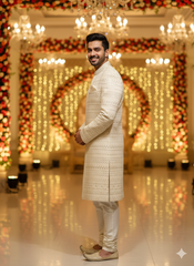 Lyte Club Mens Indo Western Iw-2076 Cream