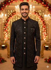 BLUE STAGE MENS INDO WESTERN IW/25630 BLACK