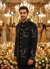 Luxury Teal Embroidered Bandhgala Ensemble