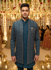 BLUE STAGE MENS INDO WESTERN 3PCS SET 27617 RAMA