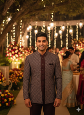 Royal Heirloom: The Three-Piece Geometric Bandhgala Set